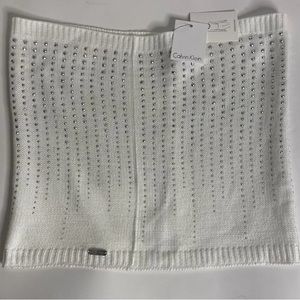 White Calvin Klein Studded Infinity Scarf